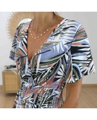 Robe longue imprimé tropical pastel