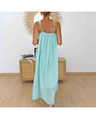 Robe longue bohème vert d'eau