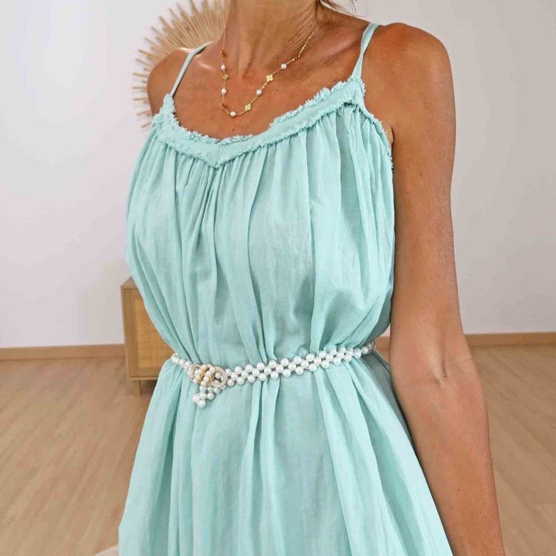 Robe longue dos élastiqué femme