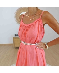 Détail encolure robe Azélie Corail