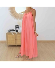 Robe corail femme bretelles réglables