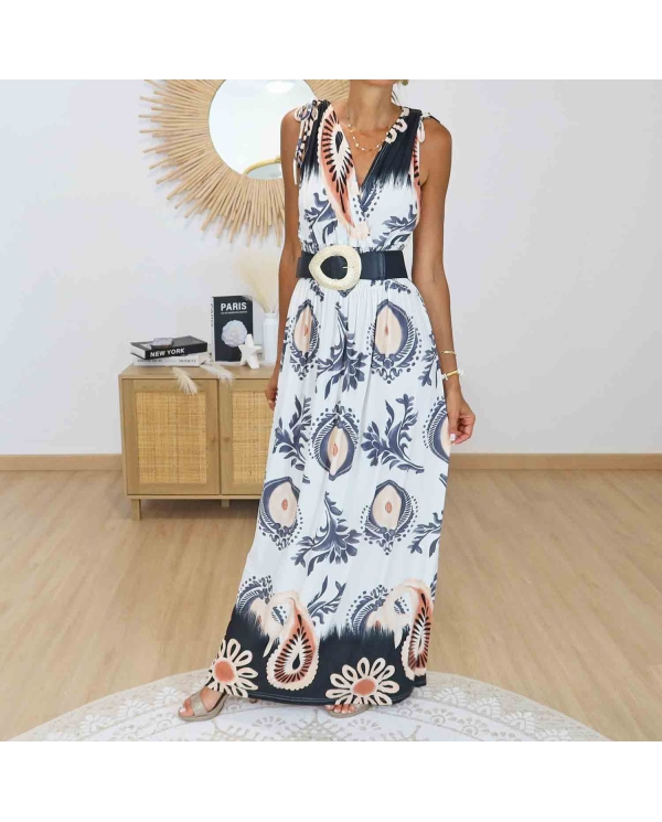 Robe longue Isadora Noir avec ceinture