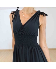 Décolleté cache-cœur de la robe Élina Noir