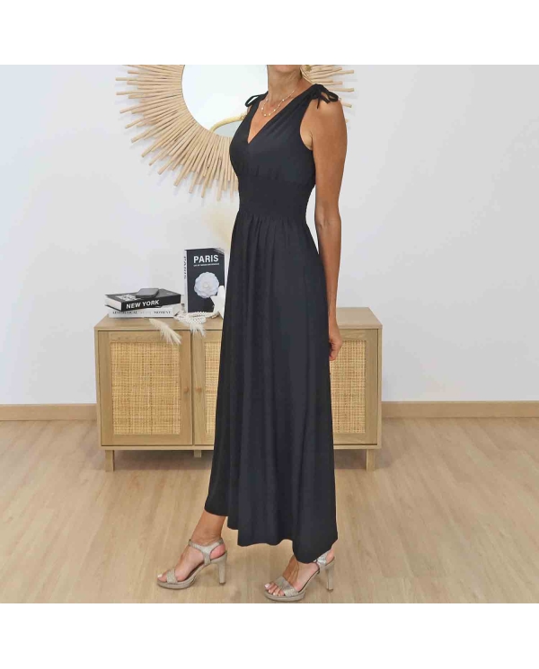 Robe magique longue Élina Noir