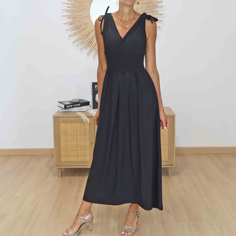 Robe magique longue Élina Noir