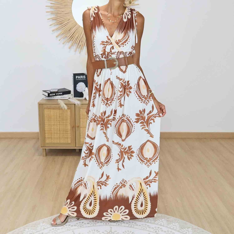 Robe longue fluide Isadora Caramel