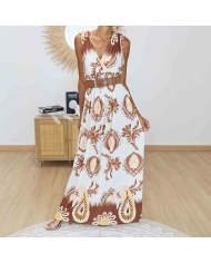 Robe longue fluide Isadora Caramel