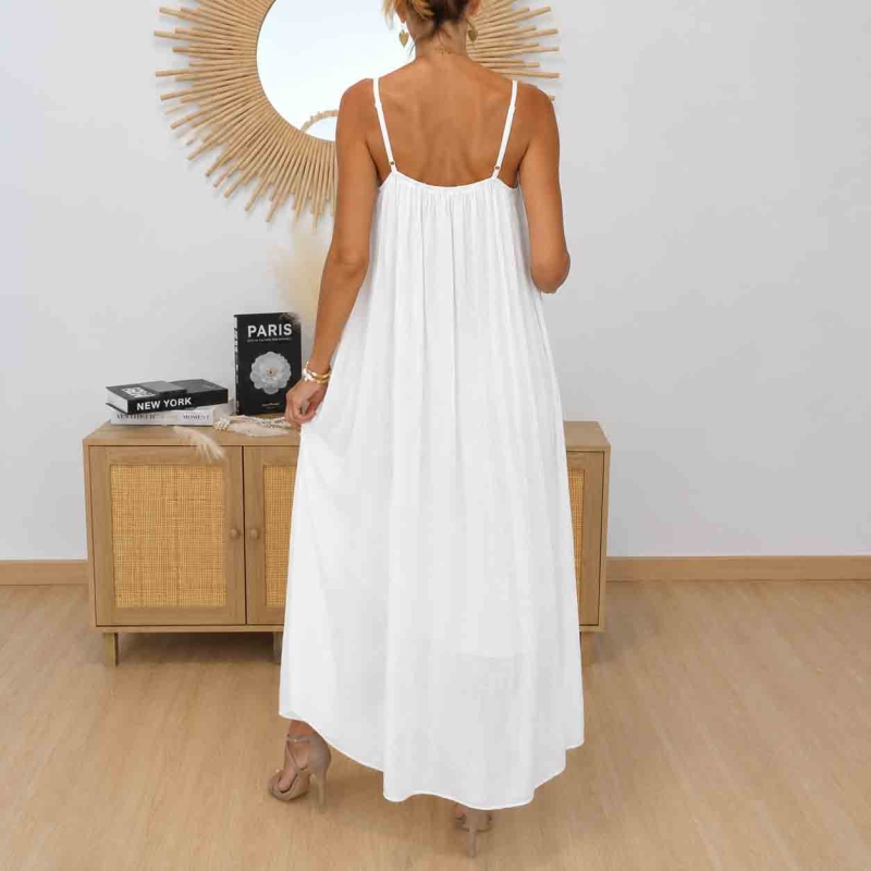 Robe longue blanche fluide chic été