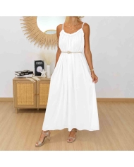 Robe longue Azélie blanche fluide femme
