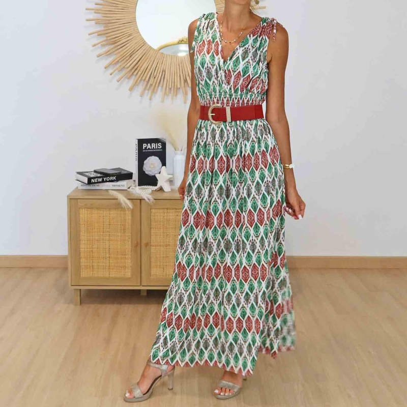 Robe magique Naïa verte vue de trois quarts