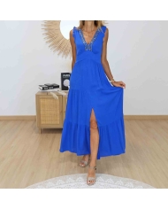 Robe longue ISIS bleu royal vue de dos