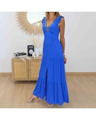 Robe longue ISIS bleu royal avec fente élégante