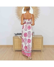 Robe longue bohème Giulia fuchsia
