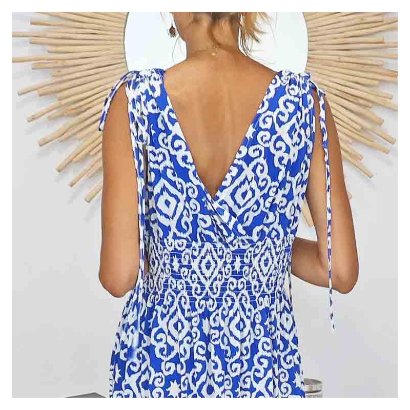 Robe bohème fluide Athéna avec liens à nouer aux épaules