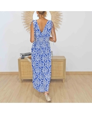 Dos croisé de la robe longue Athéna avec taille extensible