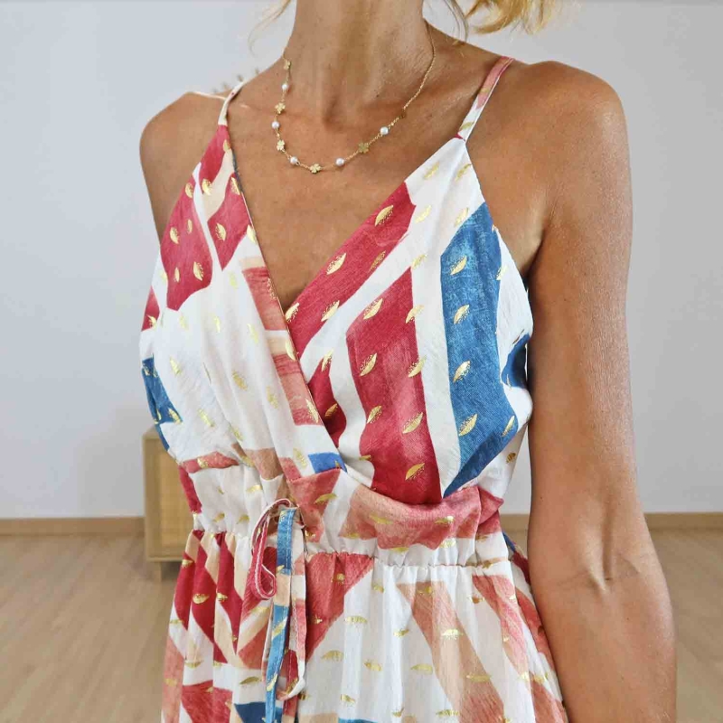 Détail décolleté cache-cœur robe longue Calista