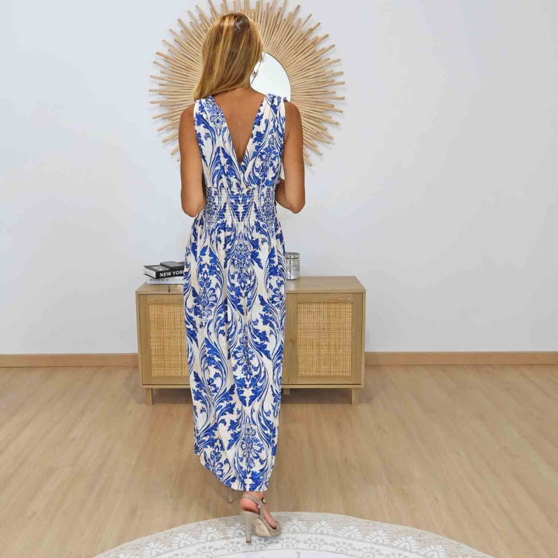 Robe longue fluide bleu roi taille unique du bon 36 au 46+