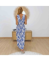 Robe longue fluide bleu roi taille unique du bon 36 au 46+