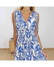 Robe longue extensible Élora portée par un mannequin de 165 cm