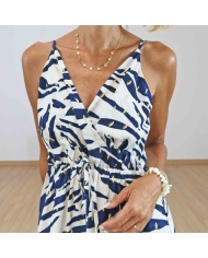 Robe longue Riviera bleu marine et doré