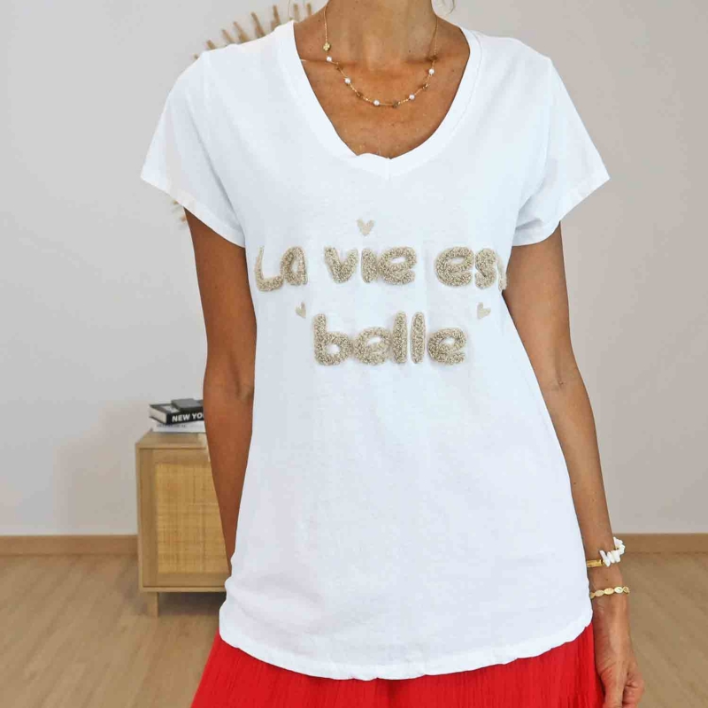 T-shirt blanc légèrement oversize pour femme