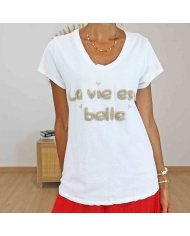 T-shirt blanc légèrement oversize pour femme