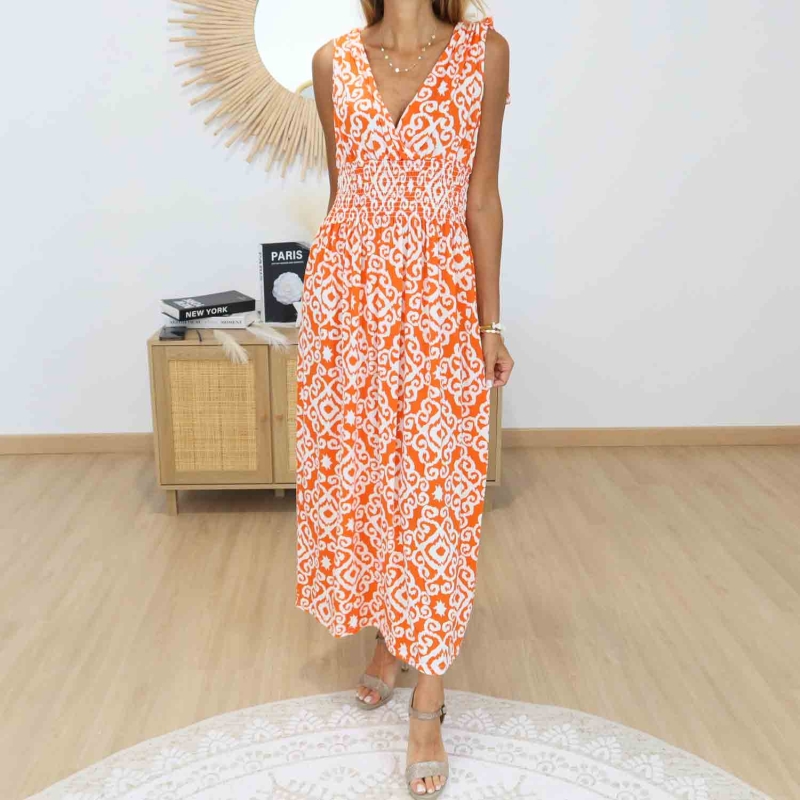 Robe magique orange avec taille extensible