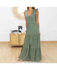 Robe longue élégante kaki disponible du S au L