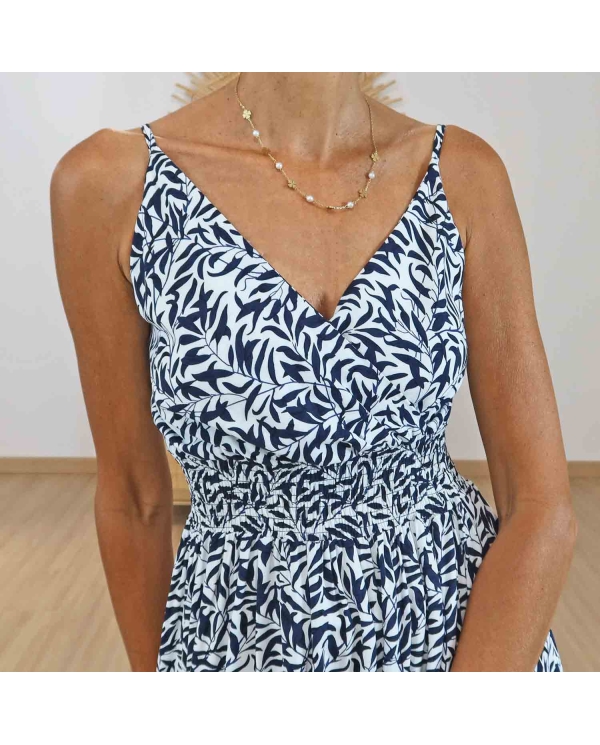 Robe courte en viscose avec taille smockée