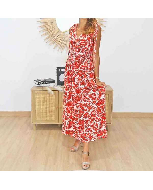 Robe magique longue rouge Cassiopée vue de dos