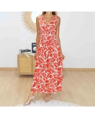 Robe magique rouge avec taille smockée