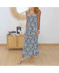 Robe longue noire avec liens à nouer sur les épaules