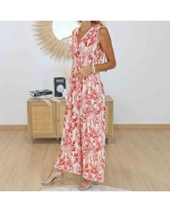 Robe magique longue rouge Élora portée de trois quarts