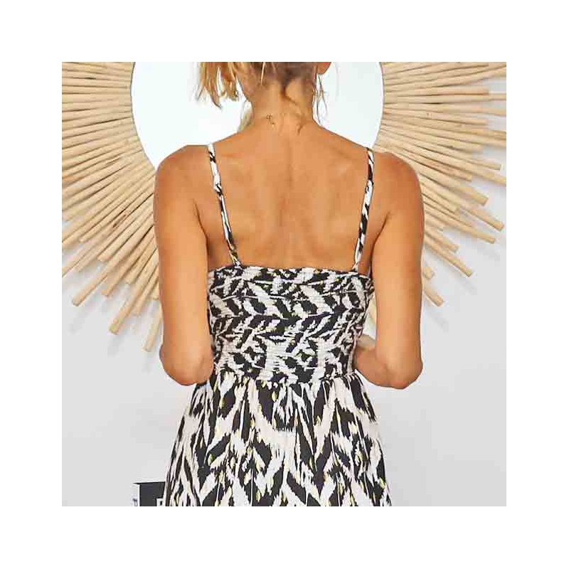 Robe longue Zahara vue de dos avec imprimé graphique