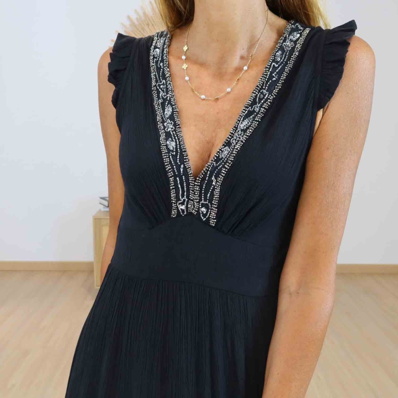 Robe longue noire Isis