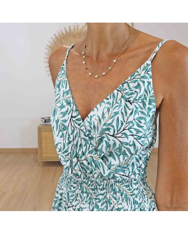 Robe Livia verte à décolleté V croisé