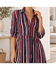 Robe Babilonia Tifosi vue de dos à rayures bleu marine rouge et blanc