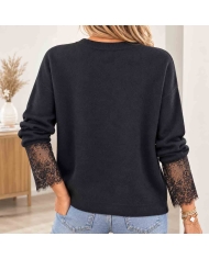 Pull noir femme Stella vue de dos coupe droite légèrement loose