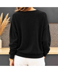 Pull noir femme Louane vue de dos coupe droite