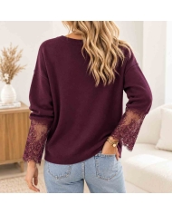 Pull prune femme Stella vue de dos coupe droite légèrement loose
