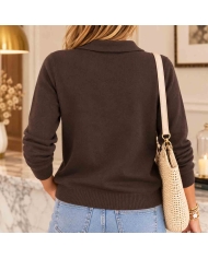 Pull polo chocolat Audace femme vue de dos coupe droite