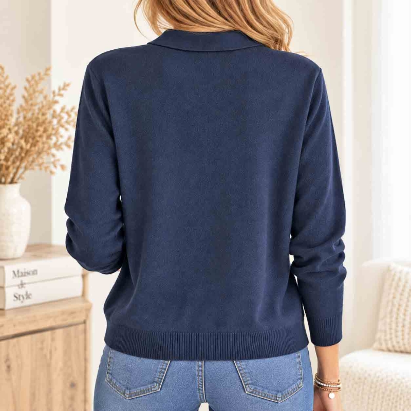 Pull polo bleu marine femme Audace vue de dos