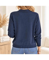 Pull polo bleu marine femme Audace vue de dos