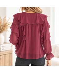 Blouse Lolita bordeaux fluide et ample vue de dos