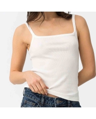 Top côtelé chocolat Tiffosi femme en coton extensible