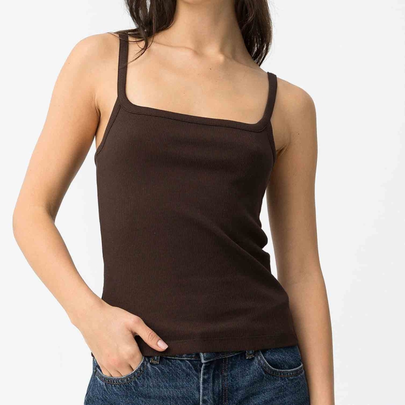 Top côtelé kaki Tiffosi femme encolure carrée