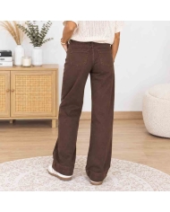 Jean Tiffosi femme chocolat coupe straight large vue de dos
