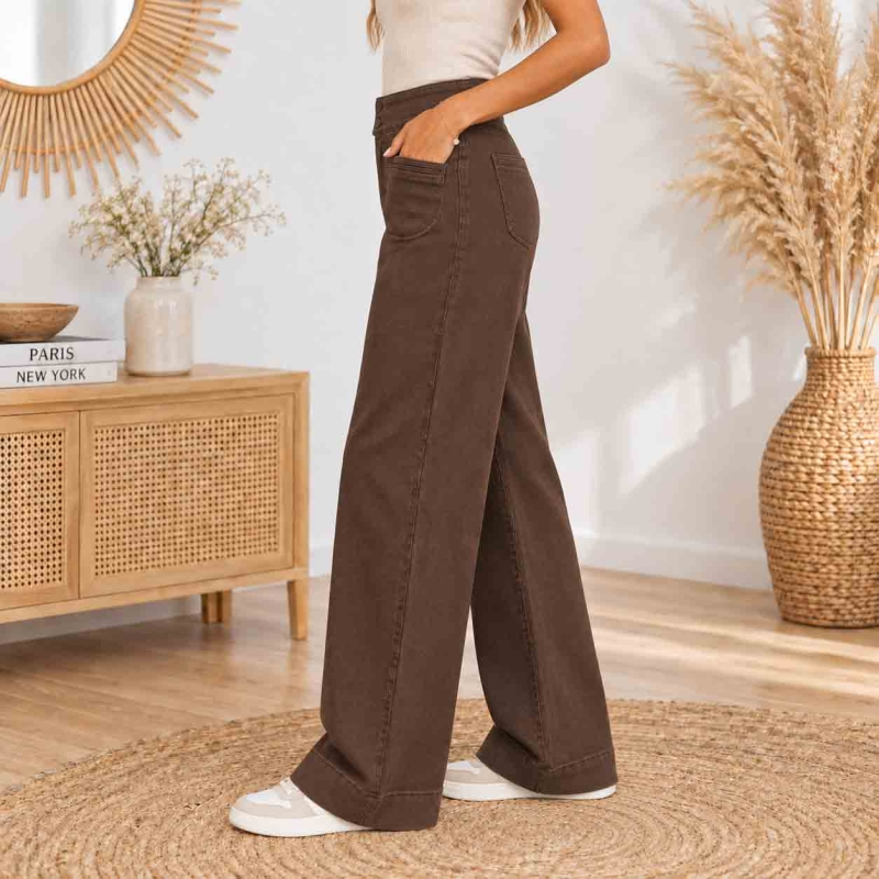 Jean Olivia straight large chocolat Tiffosi femme vue de profil