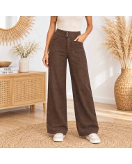Jean Olivia Tiffosi chocolat femme coupe straight large vue de face