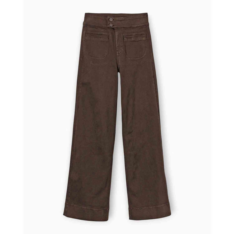 Jean Olivia straight large chocolat femme – Tiffosi